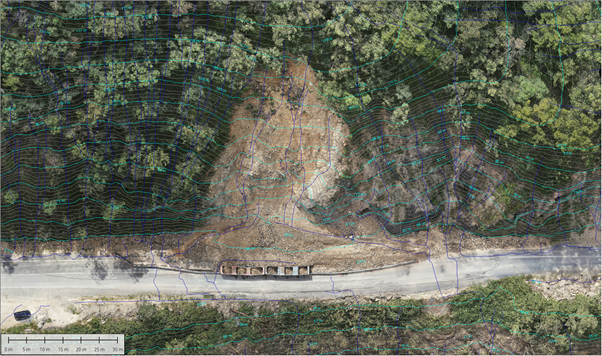 Survey of landslides near road