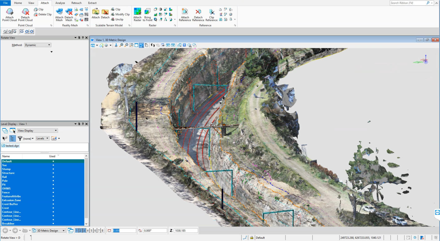 as-built survey of rail corridor using 3D reality model and feature extraction