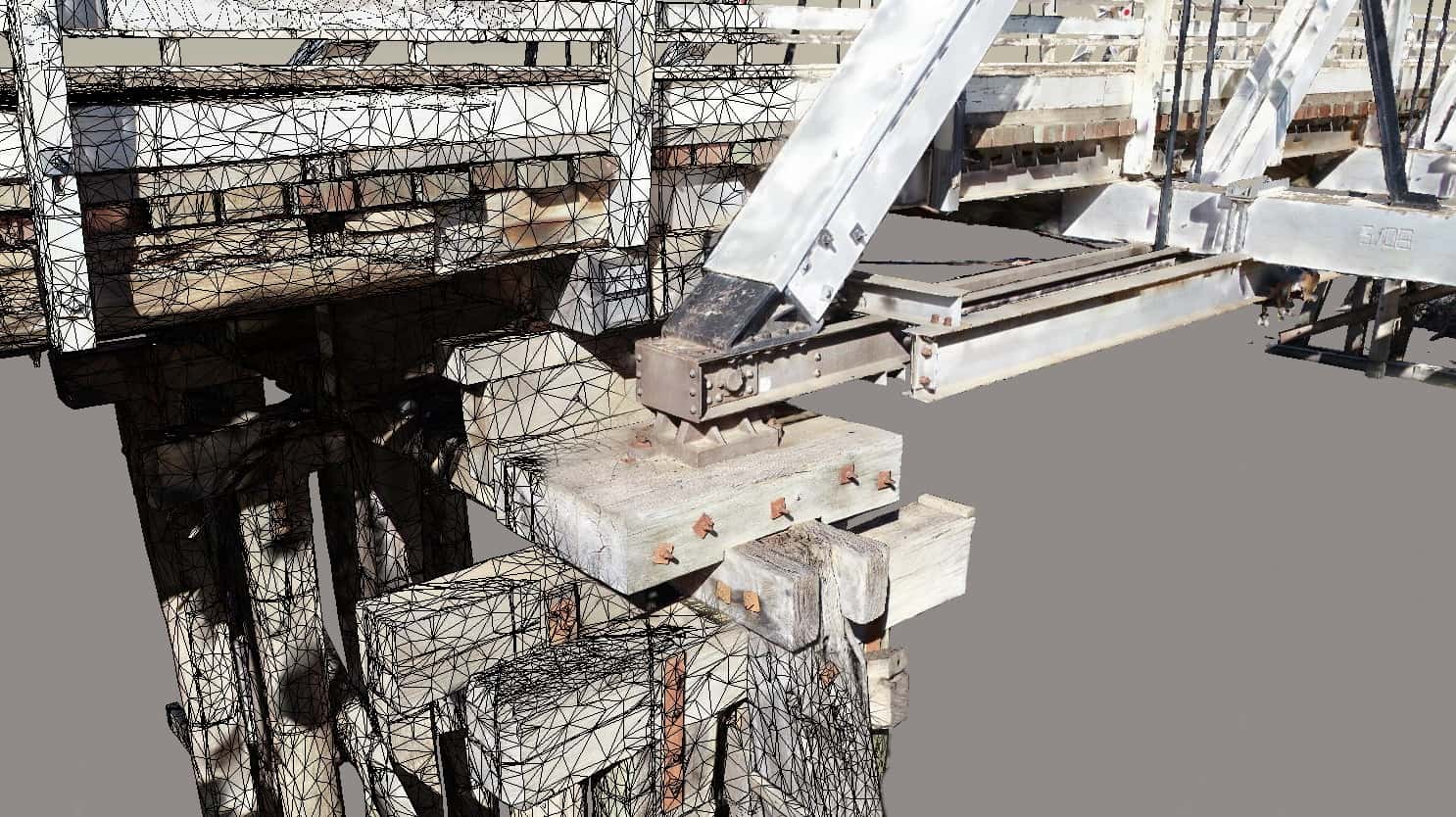 3D textured mesh and high density point cloud of bridge for photogrammetry modelling of a bridge