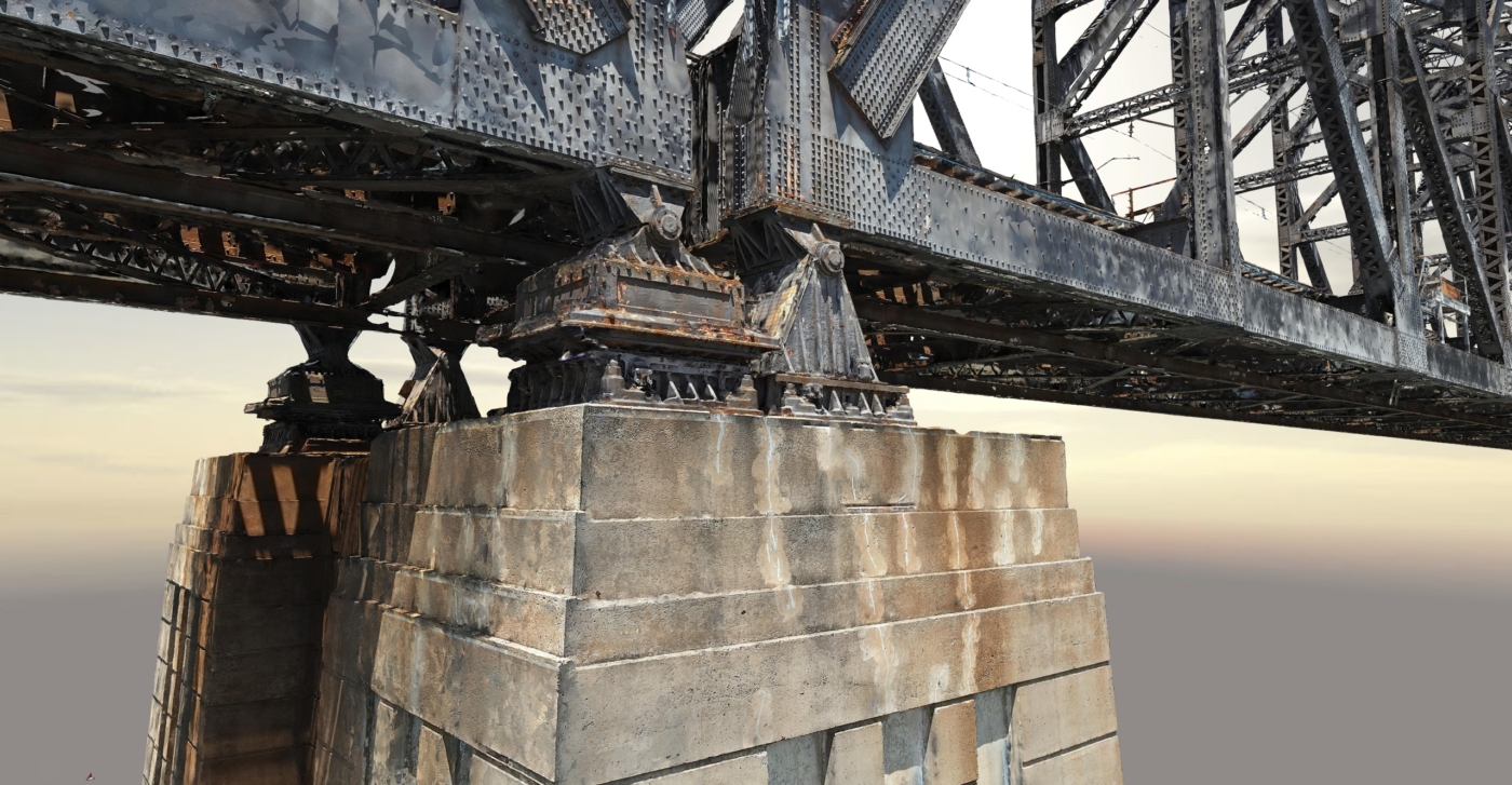 high detail digital twin of rail bridge allowed for close visual inspection