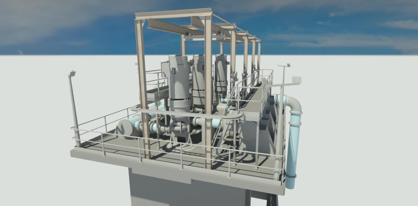 Revit model of water pump station was created as part of the survey of water infrastructure