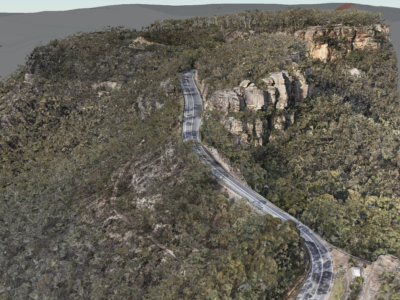 Photogrammetry model of road corridor and adjacent slopes