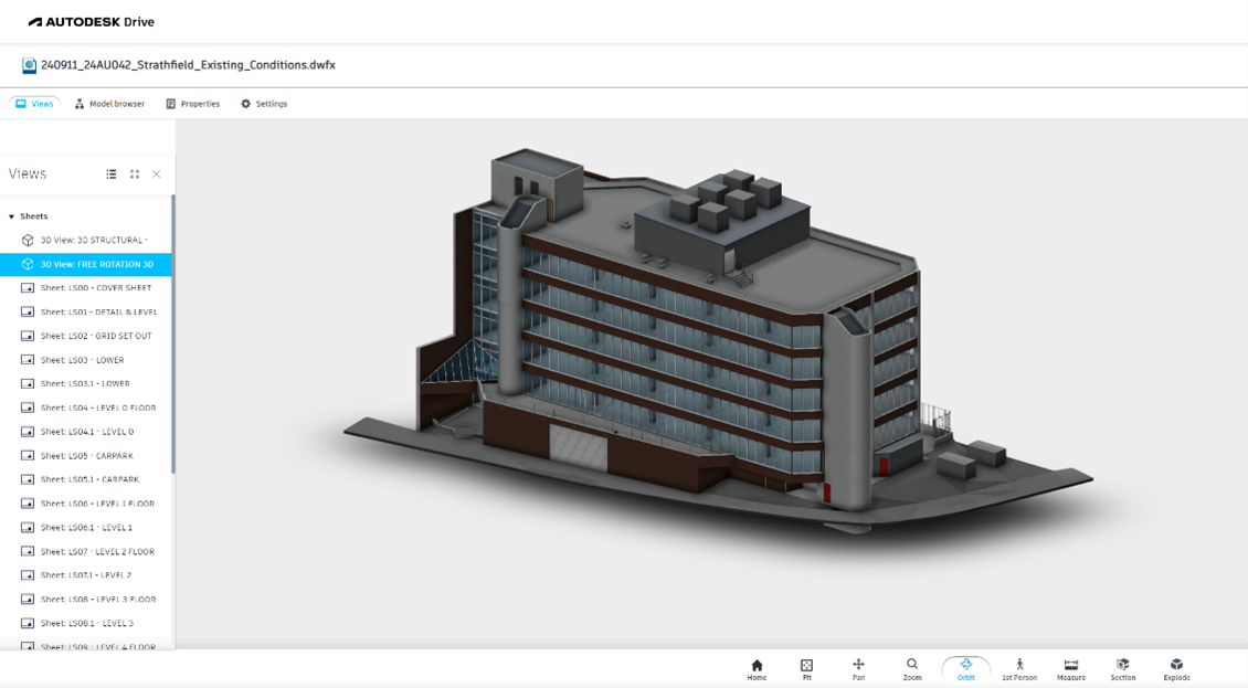 BIM model on Autodesk online viewer